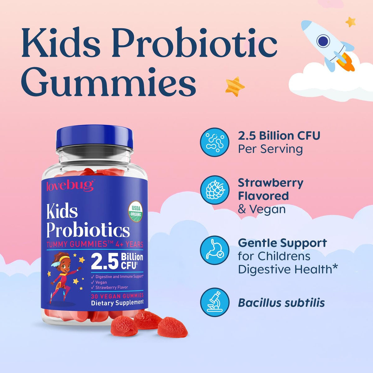LOVEBUG Kids Probiotic Gummies