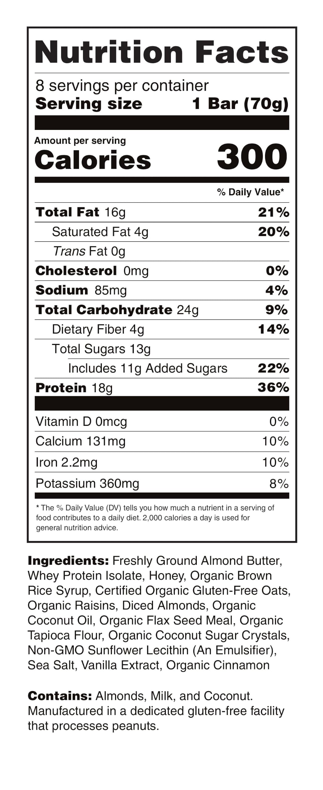 G2G Protein Bar, Almond Oatmeal Cookie Parent