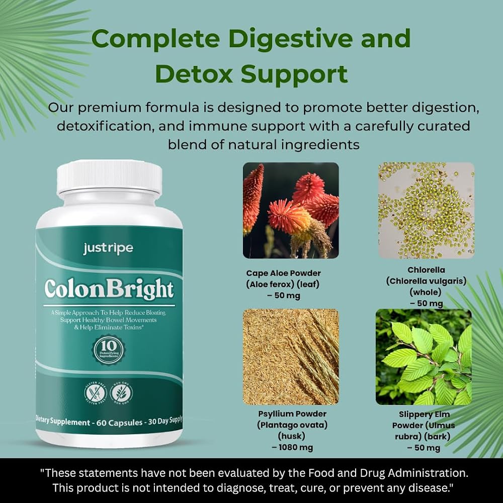 Just Ripe Nutrition ColonBright Psyllium Husk Powder - 60 Capsules - image 3