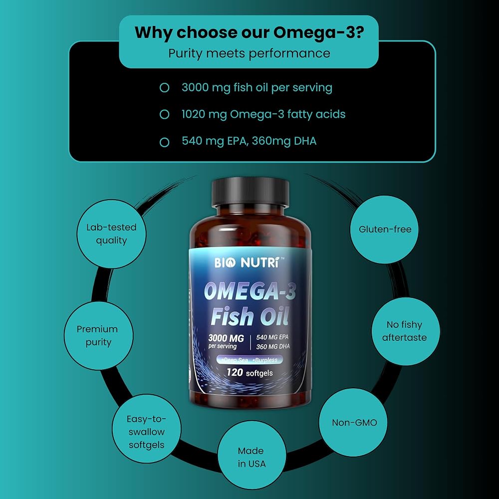 BIO NUTRI Fish Oil Omega 3 3000mg - 120 Softgels - image 3