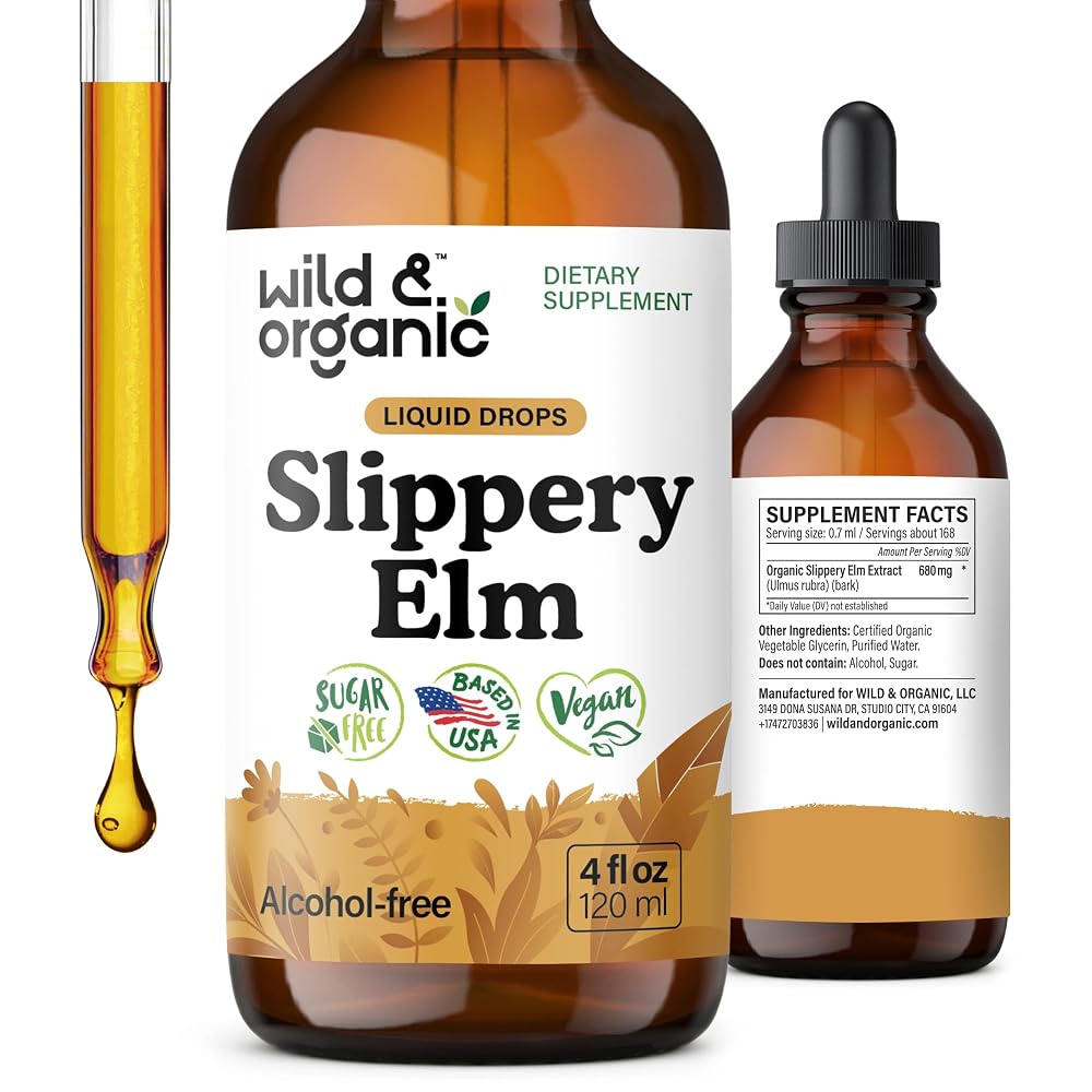 Wild & Organic Slippery Elm Liquid Drops - Organic Slippery Elm Bark