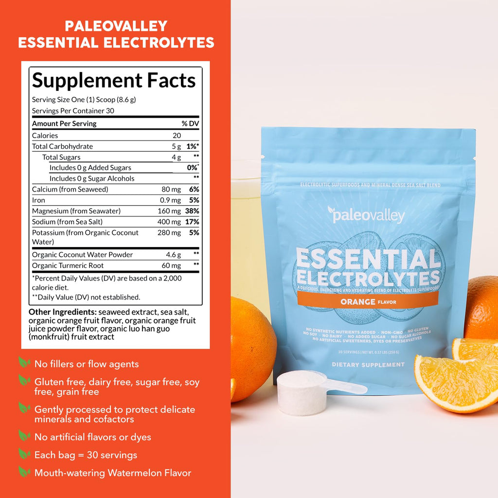 Paleovalley Essential Electrolytes Powder - Full Spectrum Lemon Lime