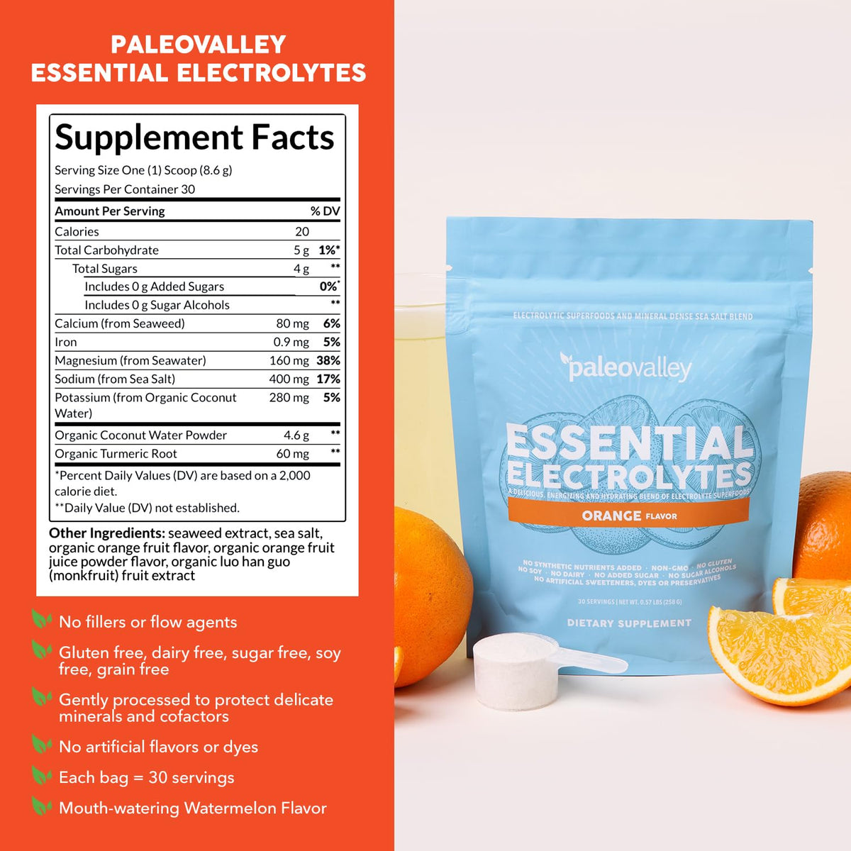 Paleovalley Essential Electrolytes Powder - Full Spectrum Lemon Lime