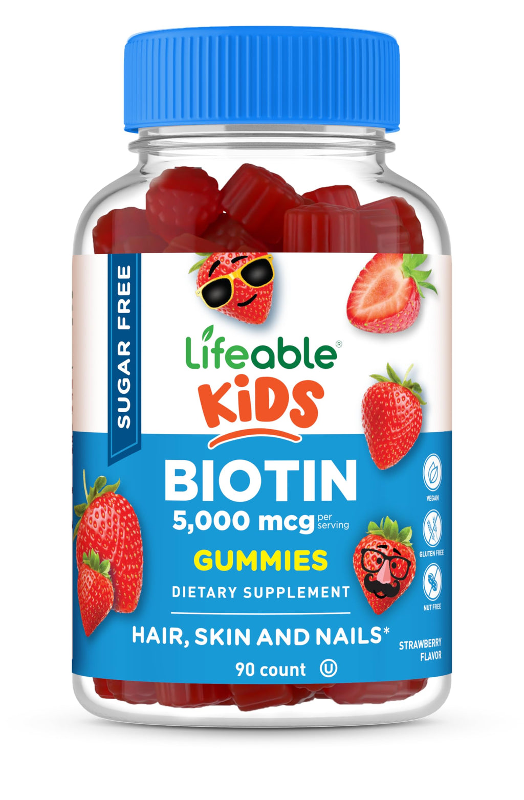 Lifeable Sugar Free Kids Biotin Gummies 5000mcg - 90 Gummies