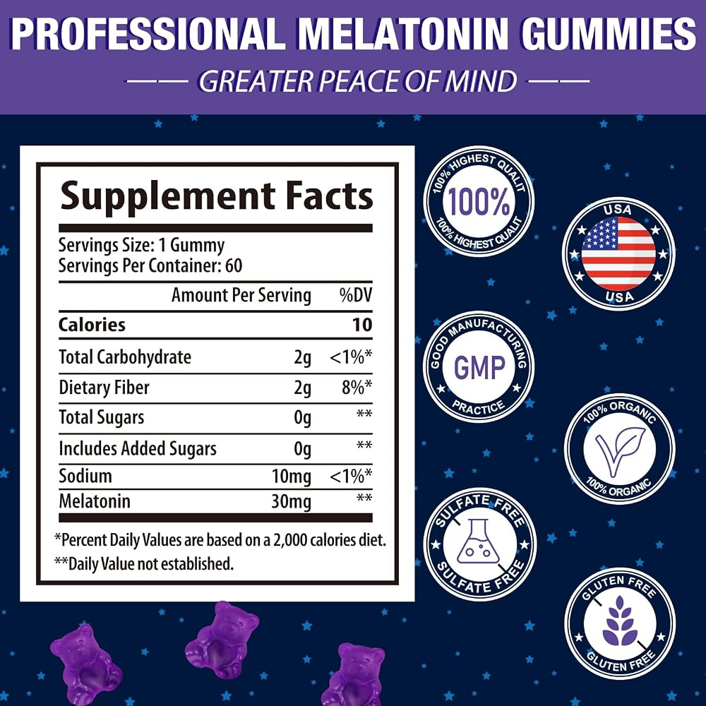 Gomhoreye Melatonin Gummies 30mg Sugar Free - 120 Count - image 2