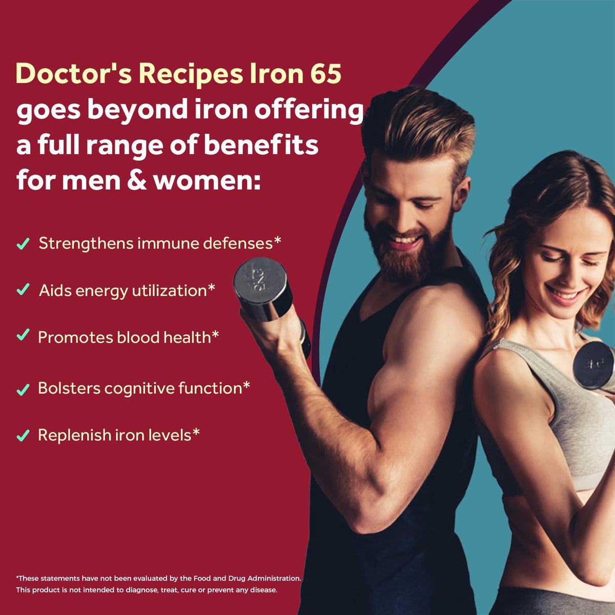 Doctor's Recipes Iron Supplement 65 mg with Vitamin C - 180 Tablets - image 3