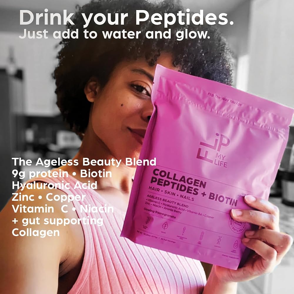 Flip My Life Collagen Peptides + Biotin for Hair, Skin, Nails - 26 Servings - image 5