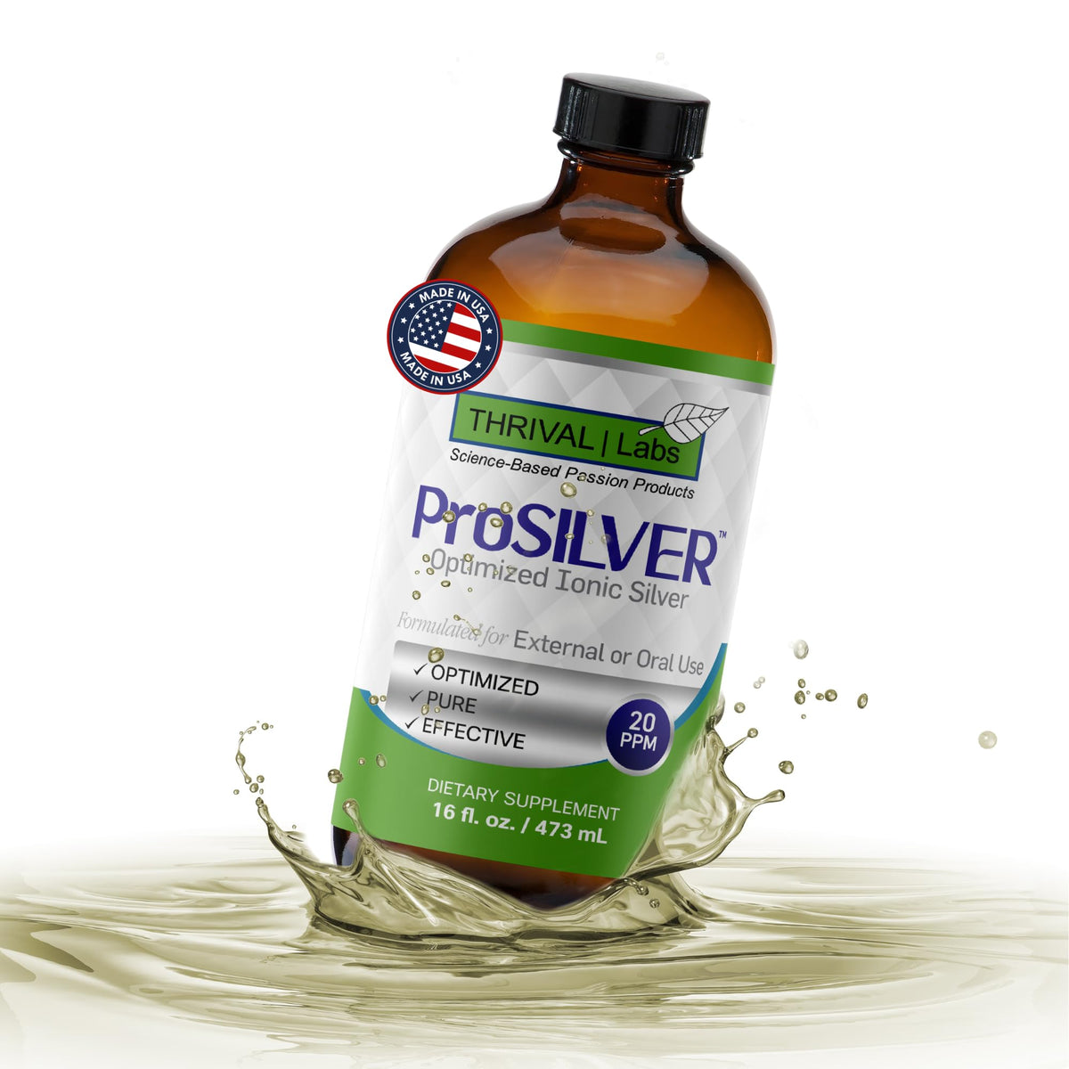 Thrival Labs ProSILVER Green Ionic Colloidal Silver Liquid 20 PPM