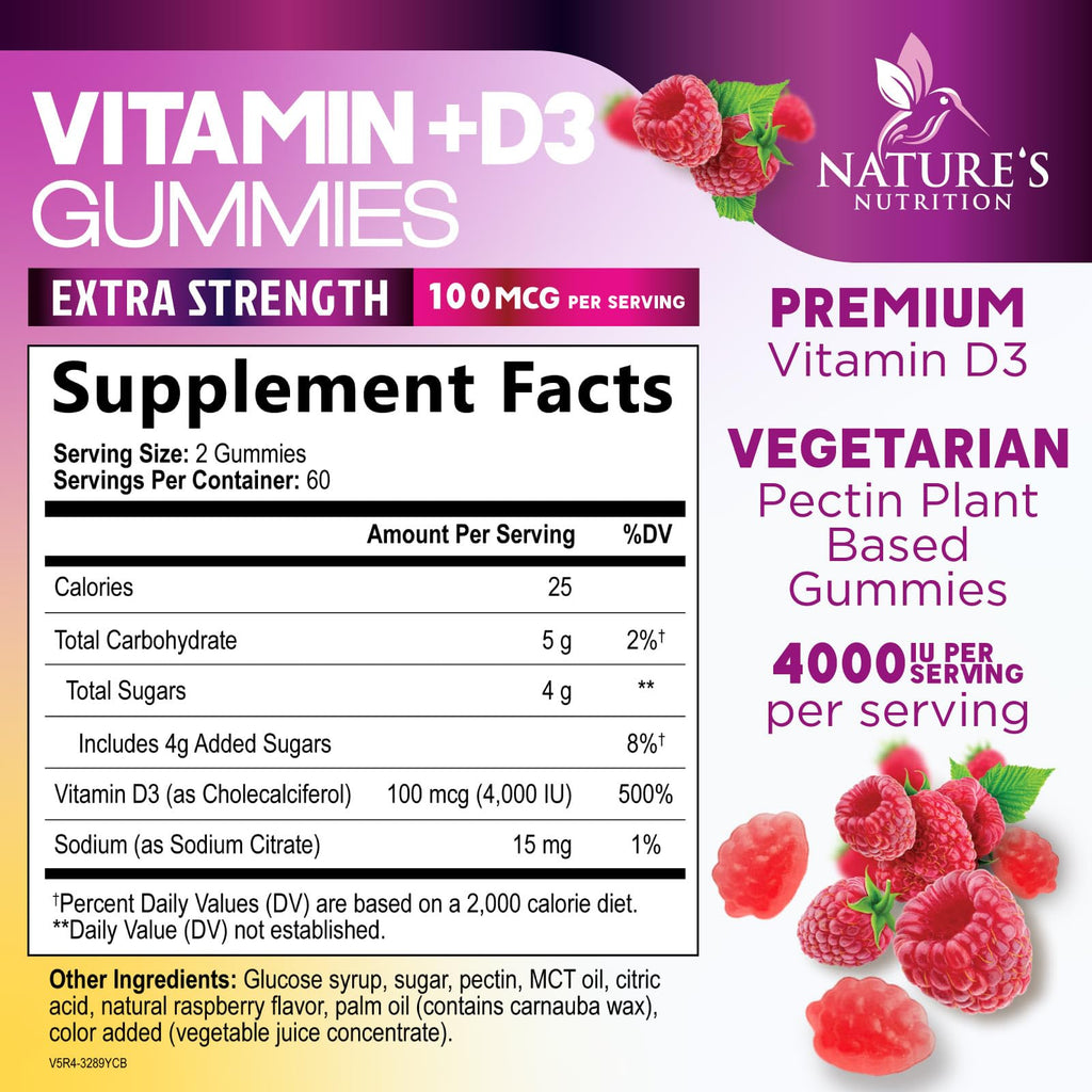 Nature's Nutrition Vitamin D3 5000 IU Gummies - 120 Gummies - image 2