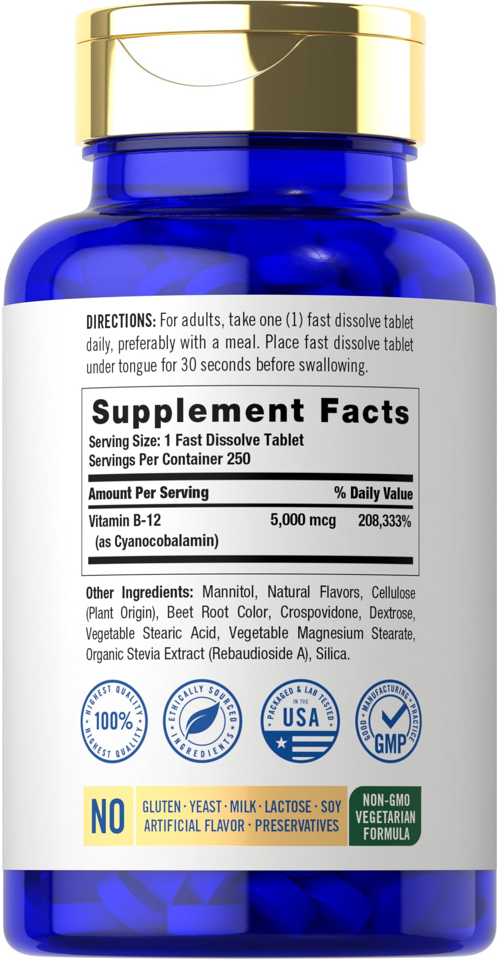 Carlyle B12 Vitamin 5000 mcg Sublingual - 250 Tablets - image 2