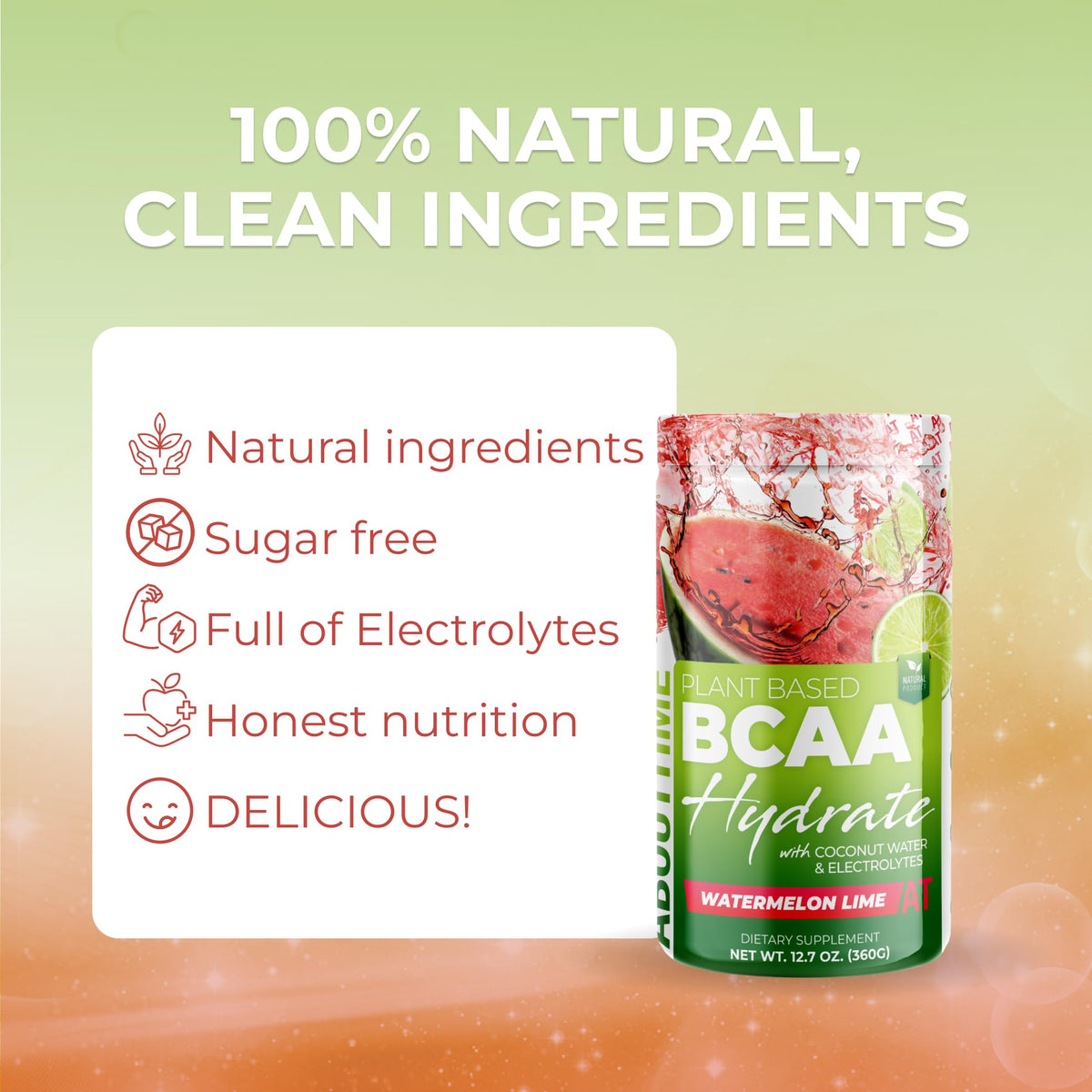 About Time BCAA Hydration Watermelon Lime Powder - 12.7 oz - image 5