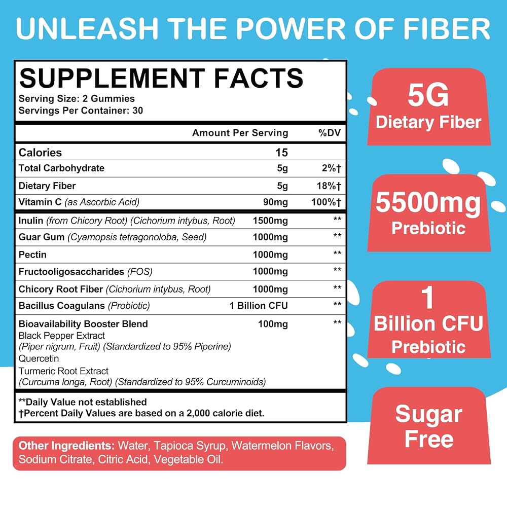 Euapeark 5G Fiber Gummies for Adults, Sugar Free - 120 Count - image 2