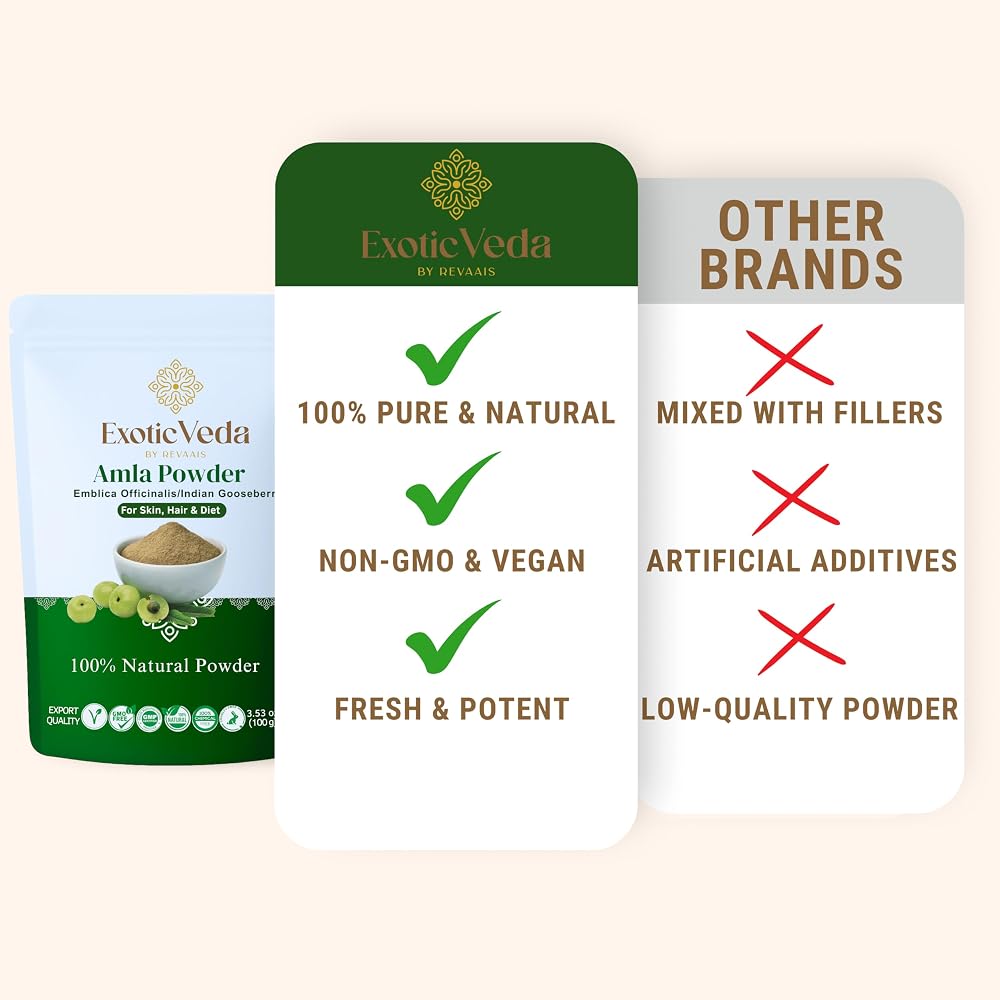 Exotic Veda Amla Powder 100% Pure Indian Gooseberry - 100g - image 5