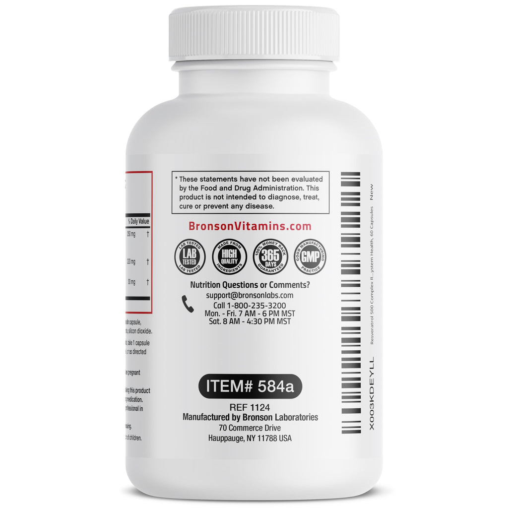Bronson Resveratrol 500 Complex Red Wine Extract Natural Antioxidant