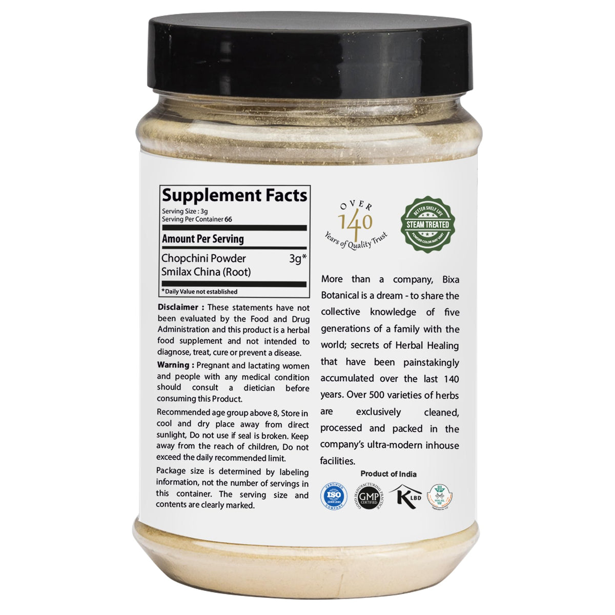 bixa BOTANICAL Chopchini Root Powder - 200g - image 2