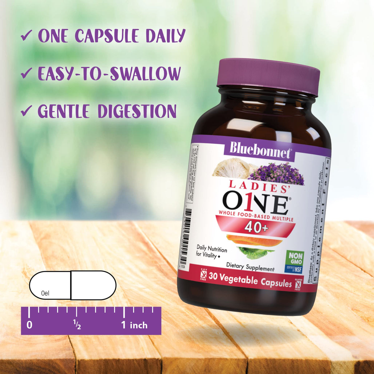 BlueBonnet Ladies' ONE 40+ Women's Multivitamin - 30 Vegetarian Capsules - image 5