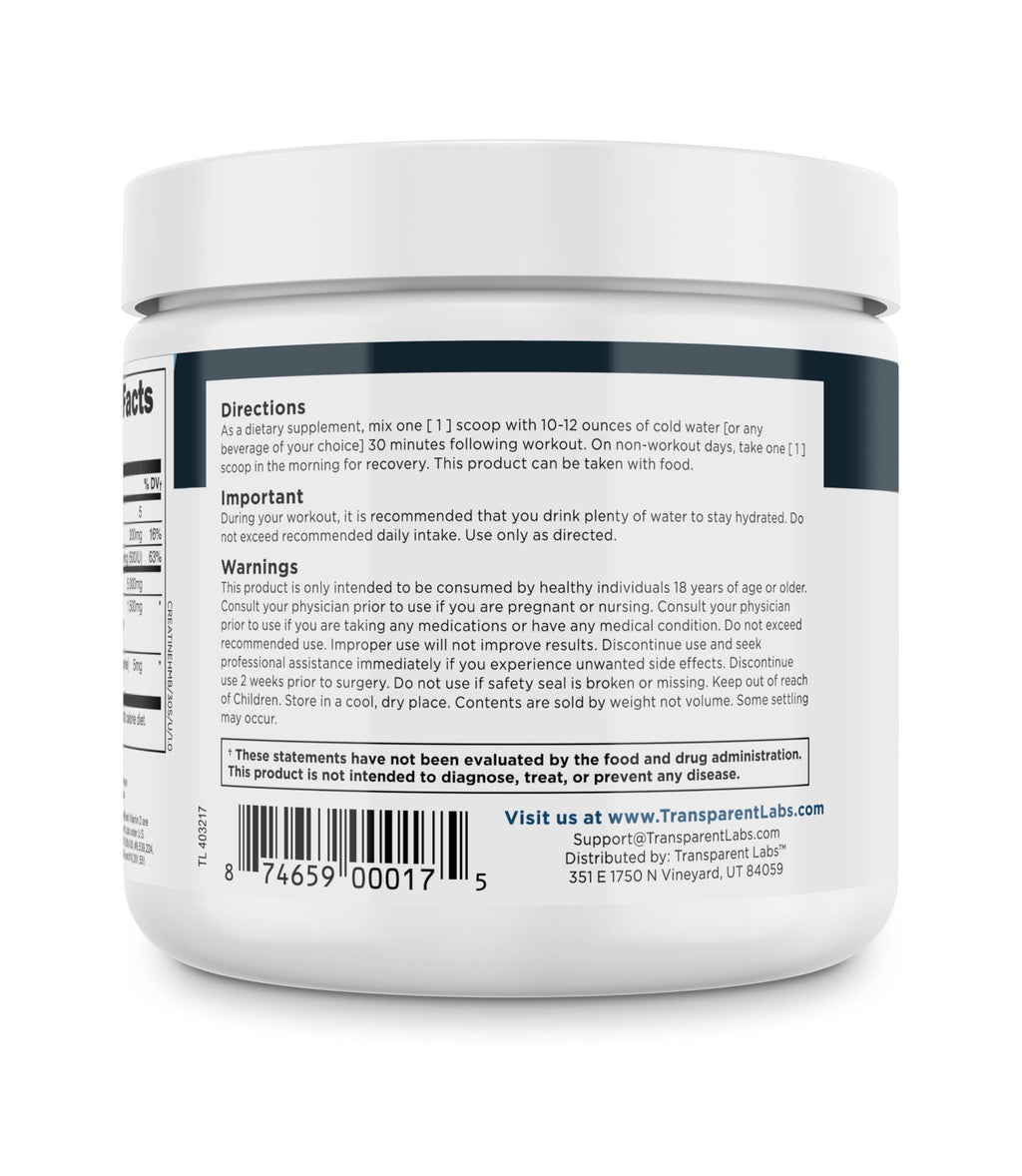 Transparent Labs Creatine HMB Powder Unflavored - 30 Servings - image 8
