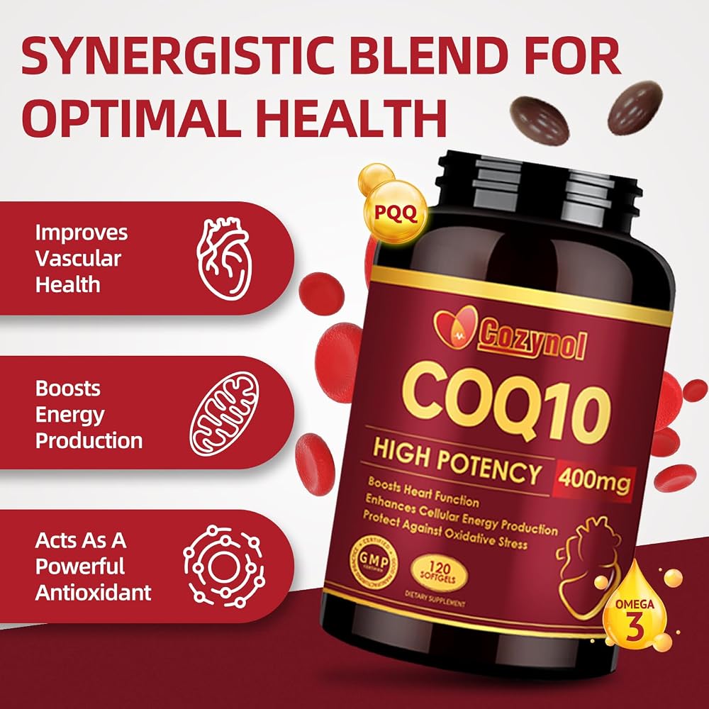 Cozynol CoQ10 400mg Softgels with PQQ & Omega-3 - 120 Count - image 3