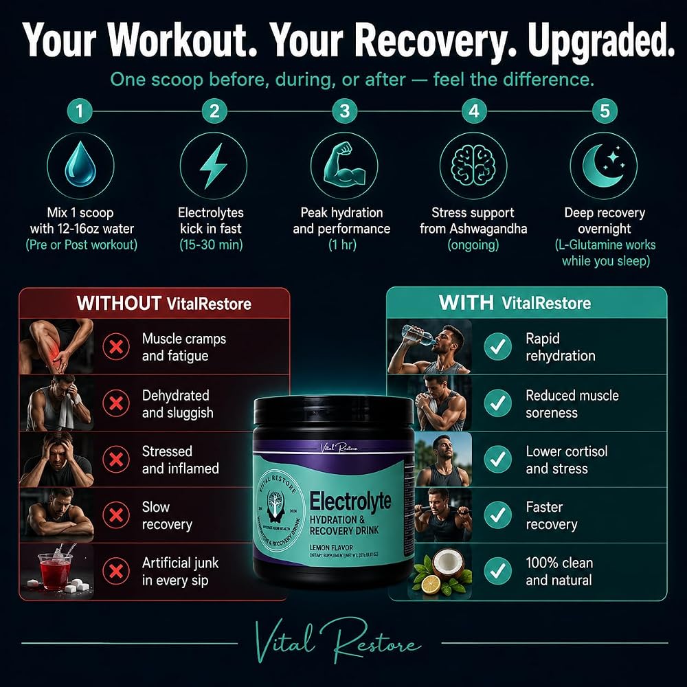VitalRestore Natural Electrolyte Recovery Powder - 28 Servings - image 2