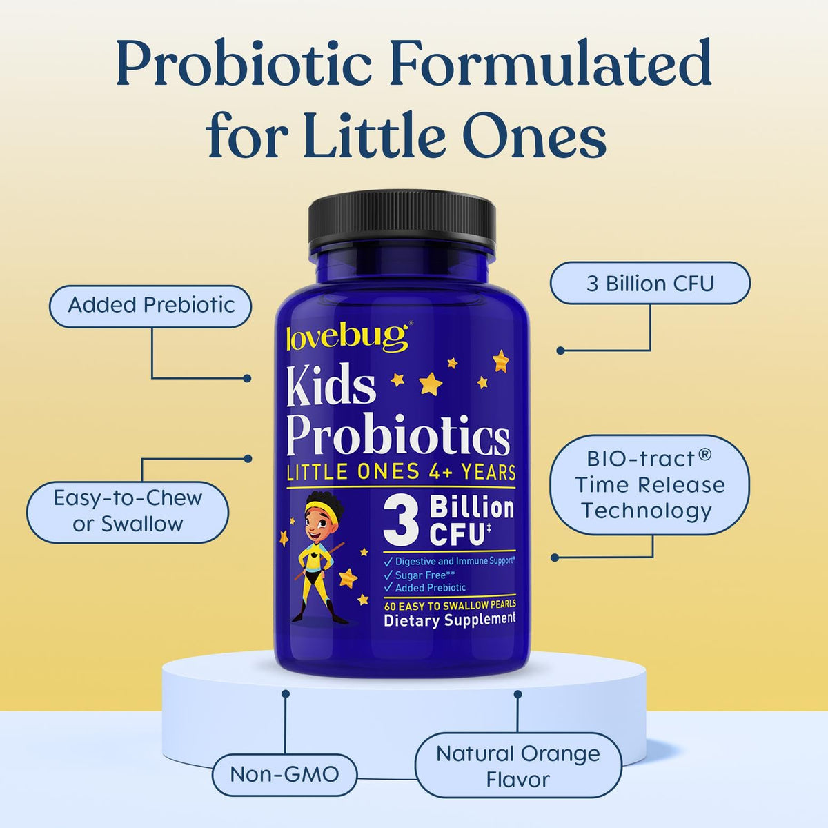 LOVEBUG Probiotics for Kids Chewables Digestive Support - 60 Soft Pearls - image 4