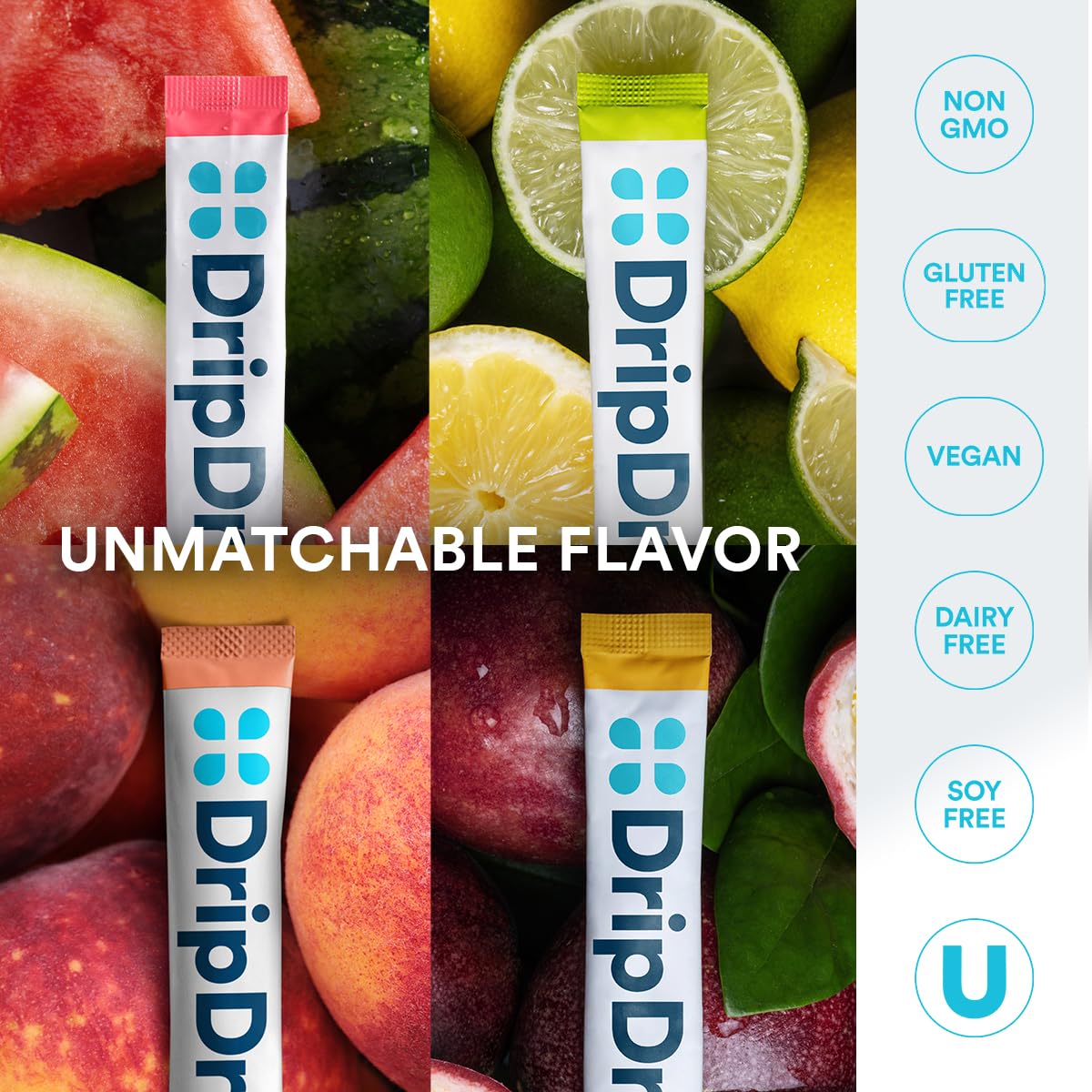 DripDrop Hydration - Zero Sugar Electrolyte Powder Packets Keto