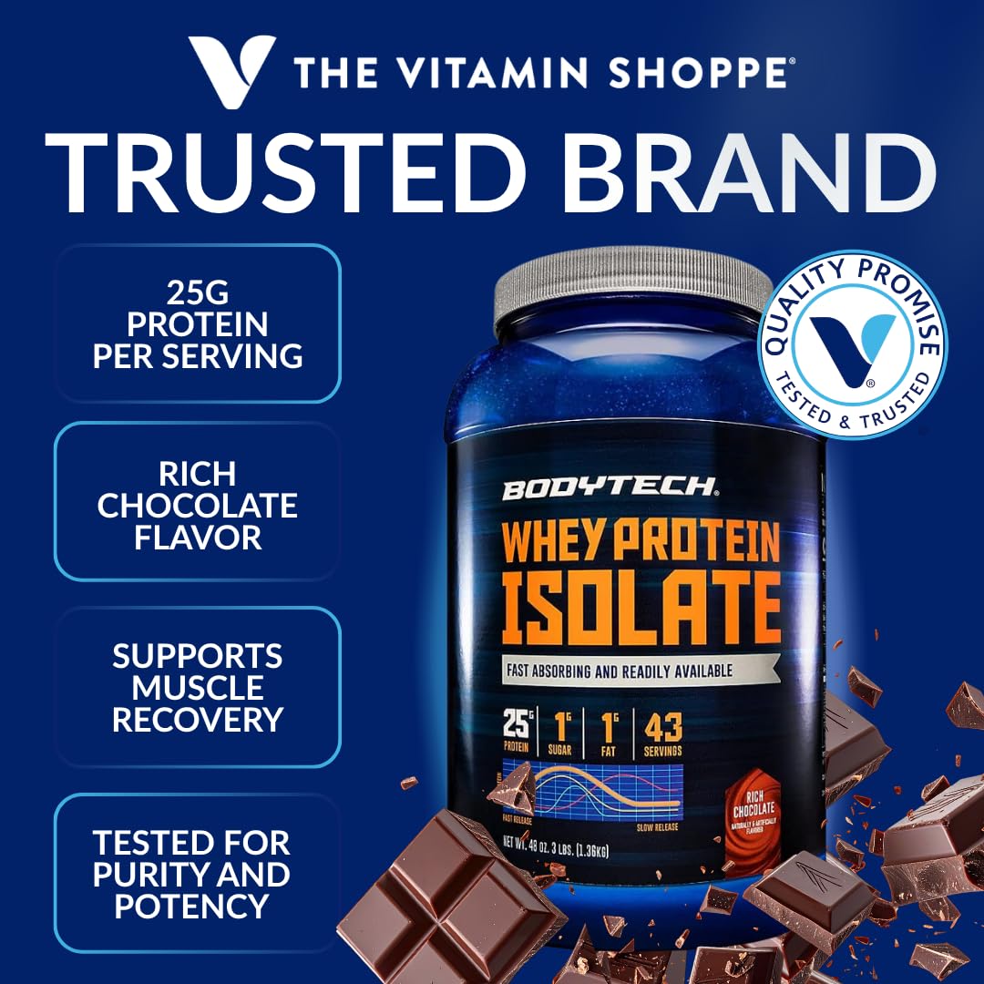 BodyTech Whey Protein Isolate Powder Rich Chocolate - 43 Servings - image 2