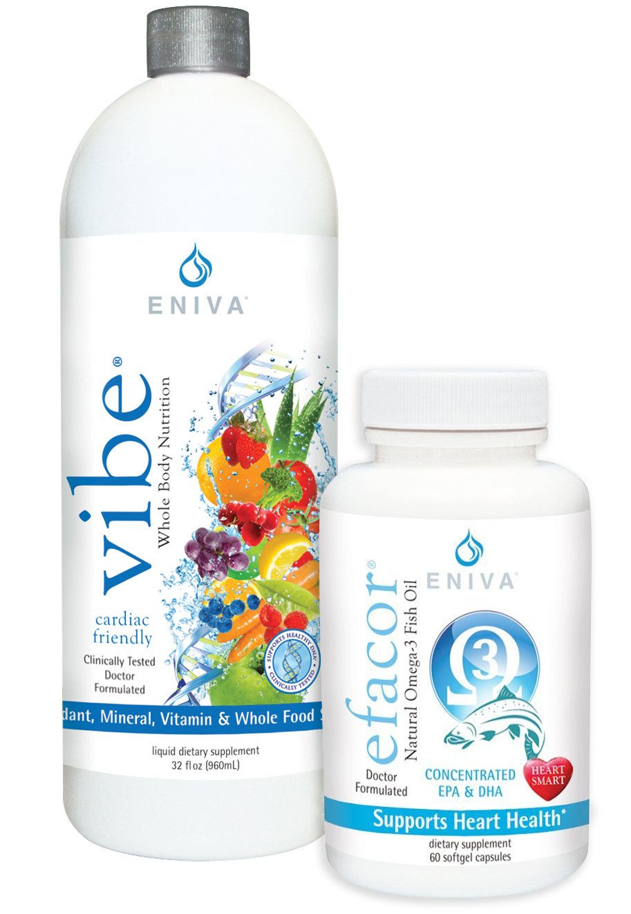 Eniva Vibe Fruit & Veggie Liquid Multivitamin with Omega-3 Combo