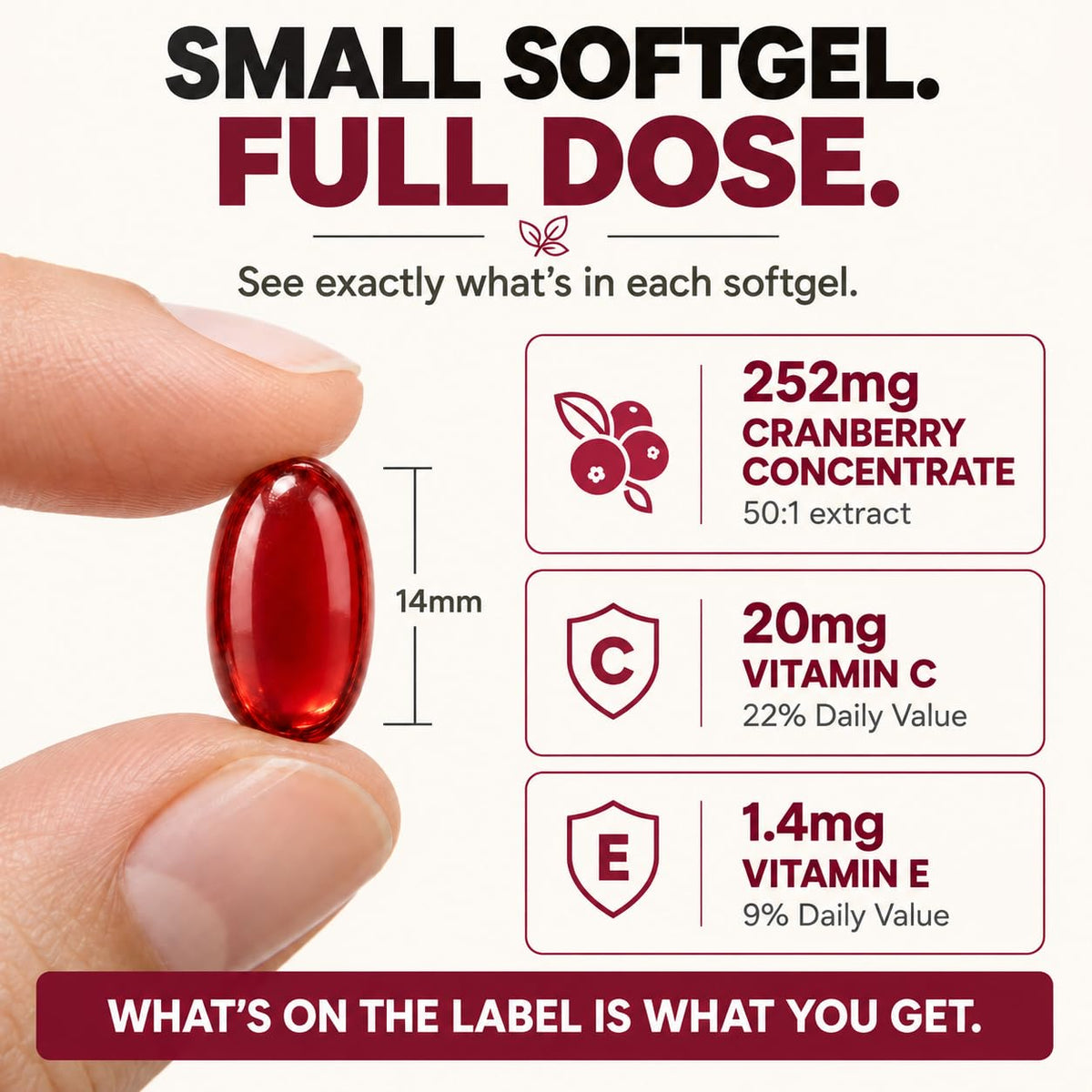 Nutracraft Cranberry Extract Supplement 50:1 with Vitamin C & E - 60 Softgels - image 7