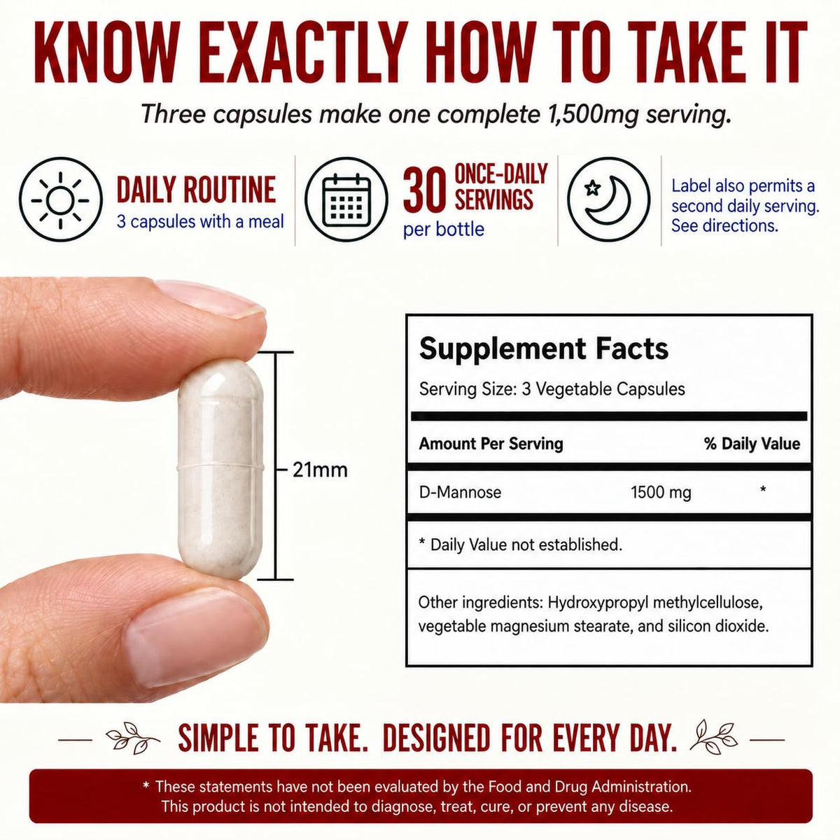 Nutracraft D-Mannose 1500mg Urinary Tract Support - 90 Capsules - image 3