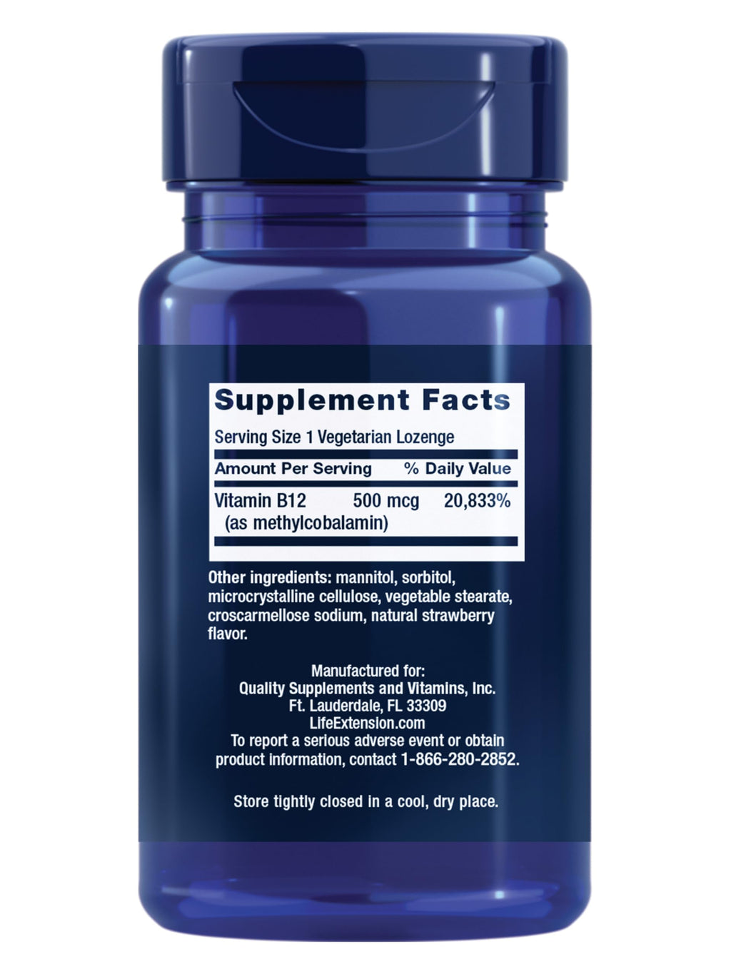 Life Extension Vitamin B12 Methylcobalamin 500mcg - 100 Lozenges - image 2