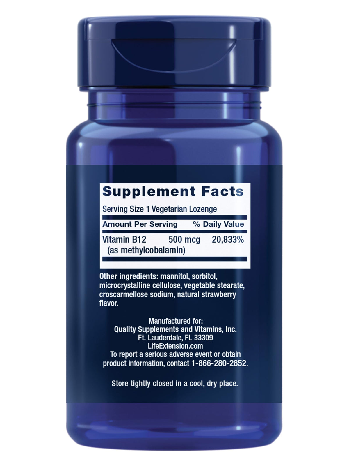 Life Extension Vitamin B12 Methylcobalamin 500mcg - 100 Lozenges - image 2