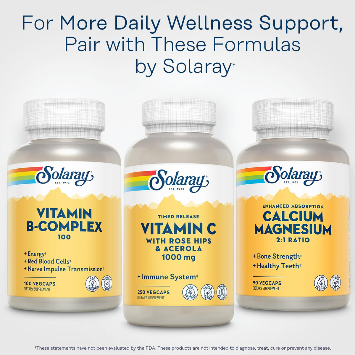 SOLARAY Capsule Calcium Magnesium Bone Strength,Healthy Teeth Vegan