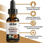 DR. BO Organic Lions Mane Mushroom Complex Liquid Drops - 1 Fl Oz - image 2