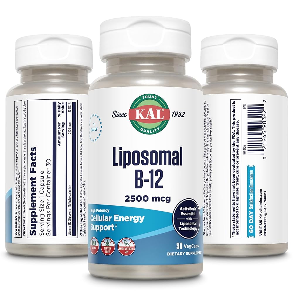 KAL Liposomal Vitamin B12 2500 mcg Vegan Capsules - 30 Count - image 2