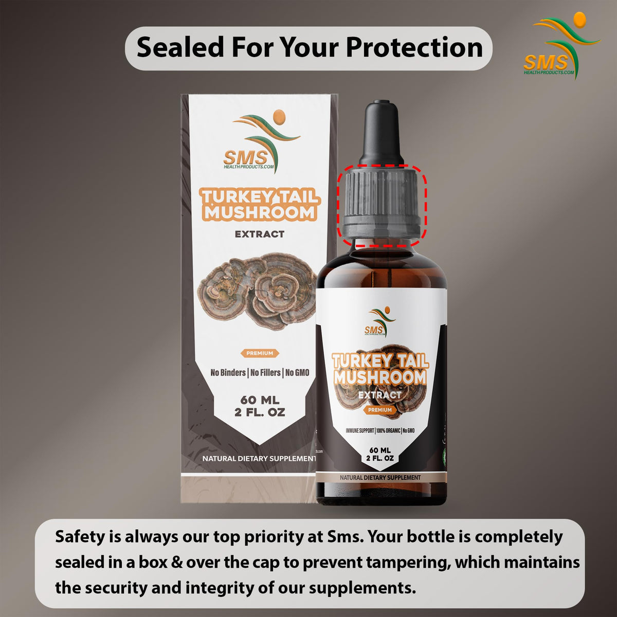 SMSHEALTHPRODUCTS.com Turkey Tail Mushroom Drops - 2 fl oz - image 2