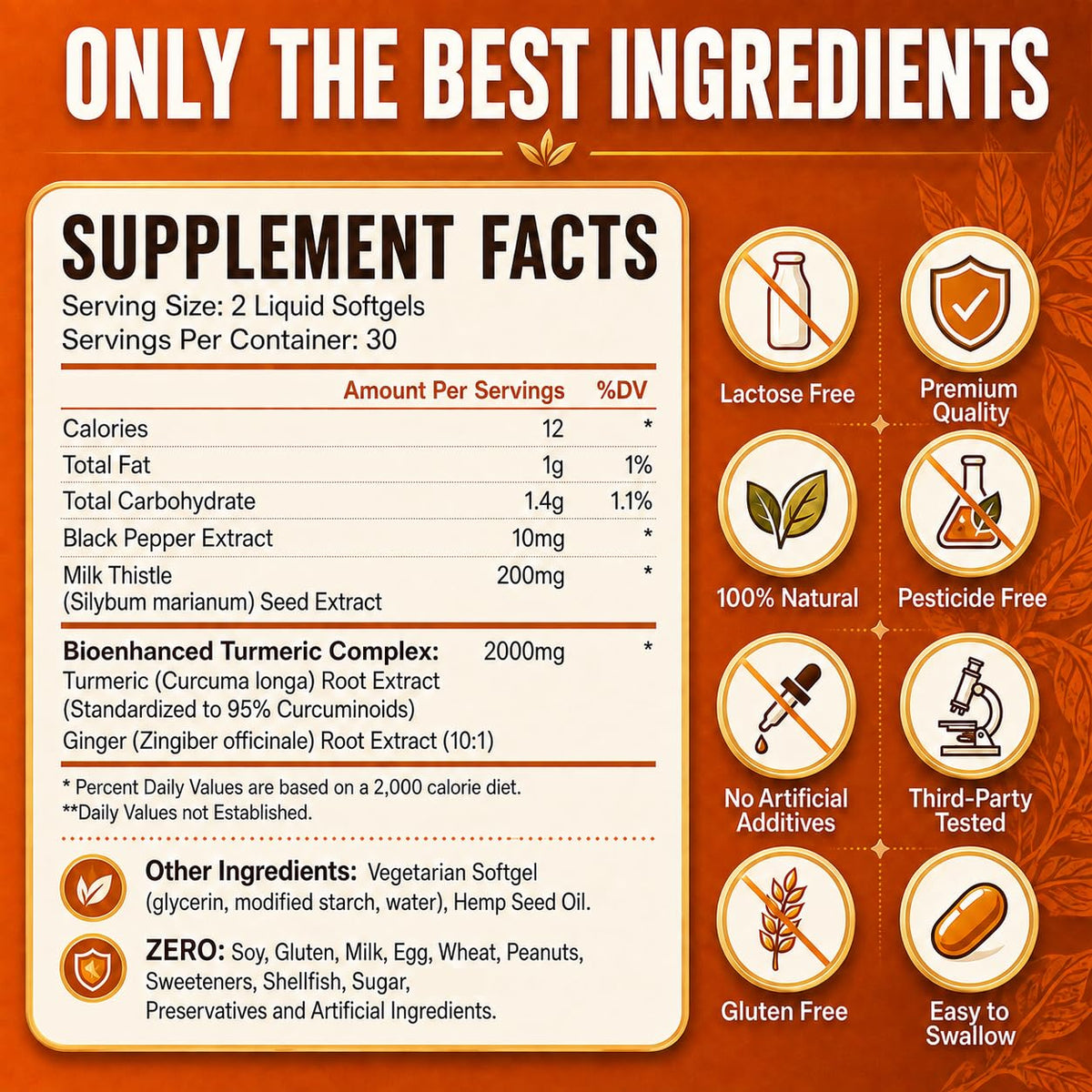 EnvyCure Turmeric Curcumin 2000mg with Milk Thistle - 120 Softgels - image 2