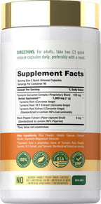 Carlyle Turmeric Curcumin with Black Pepper - 180 Capsules - image 2