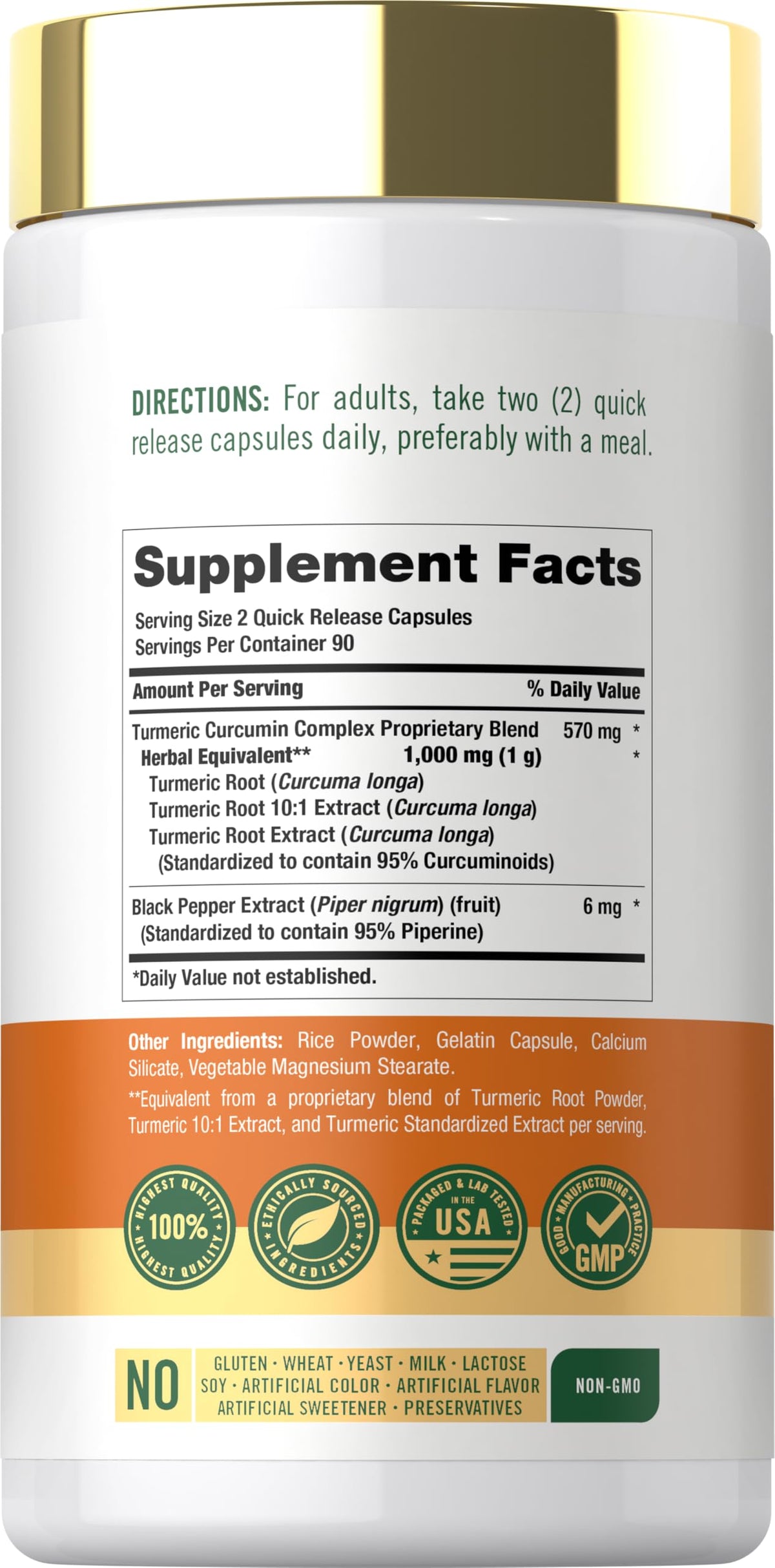 Carlyle Turmeric Curcumin with Black Pepper - 180 Capsules - image 2