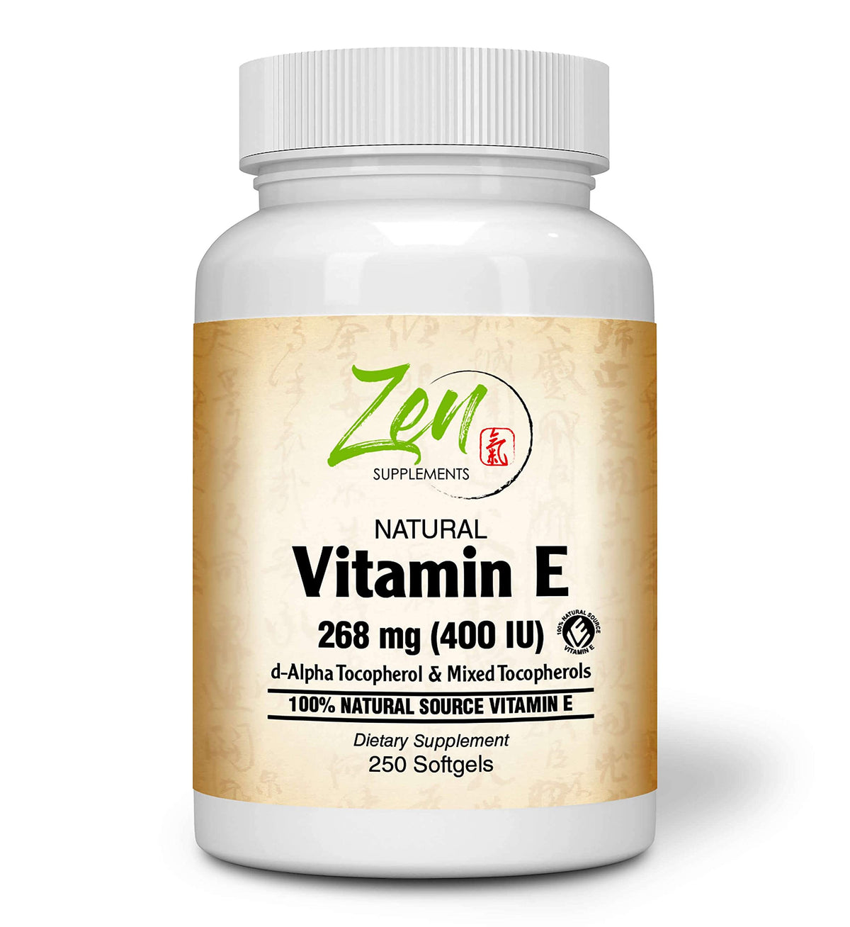 Zen Supplements Vitamin E 400IU Mixed Tocopherols - 250 Softgels