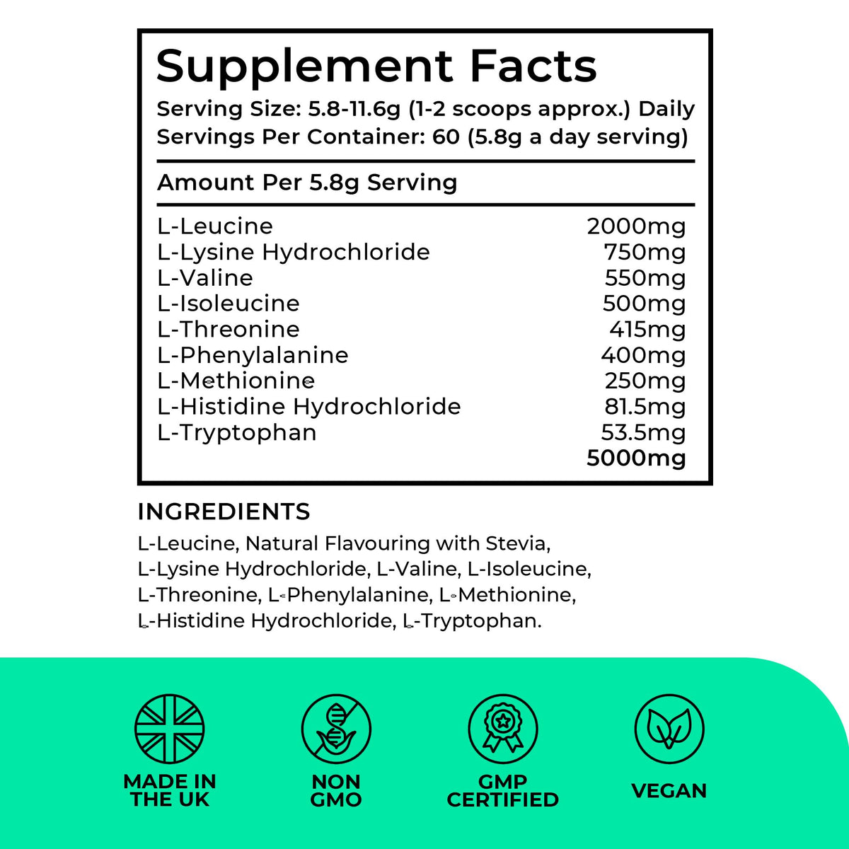 Love Life Supplements Essential Amino Acids Powder - 60 Servings - image 2