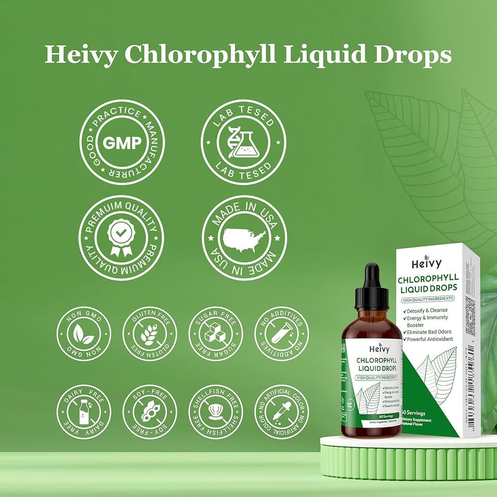 Heivy Chlorophyll Liquid Drops 50mg - 2 fl oz - image 3