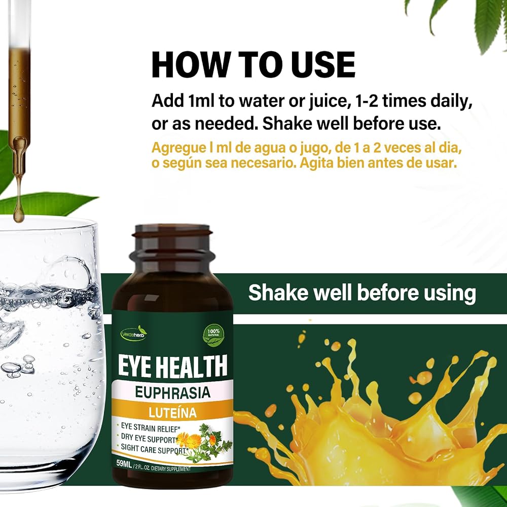 Verdeherb Eyebright Euphrasia Eye Health Oral Drops with Lutein - 2 Fl Oz - image 5