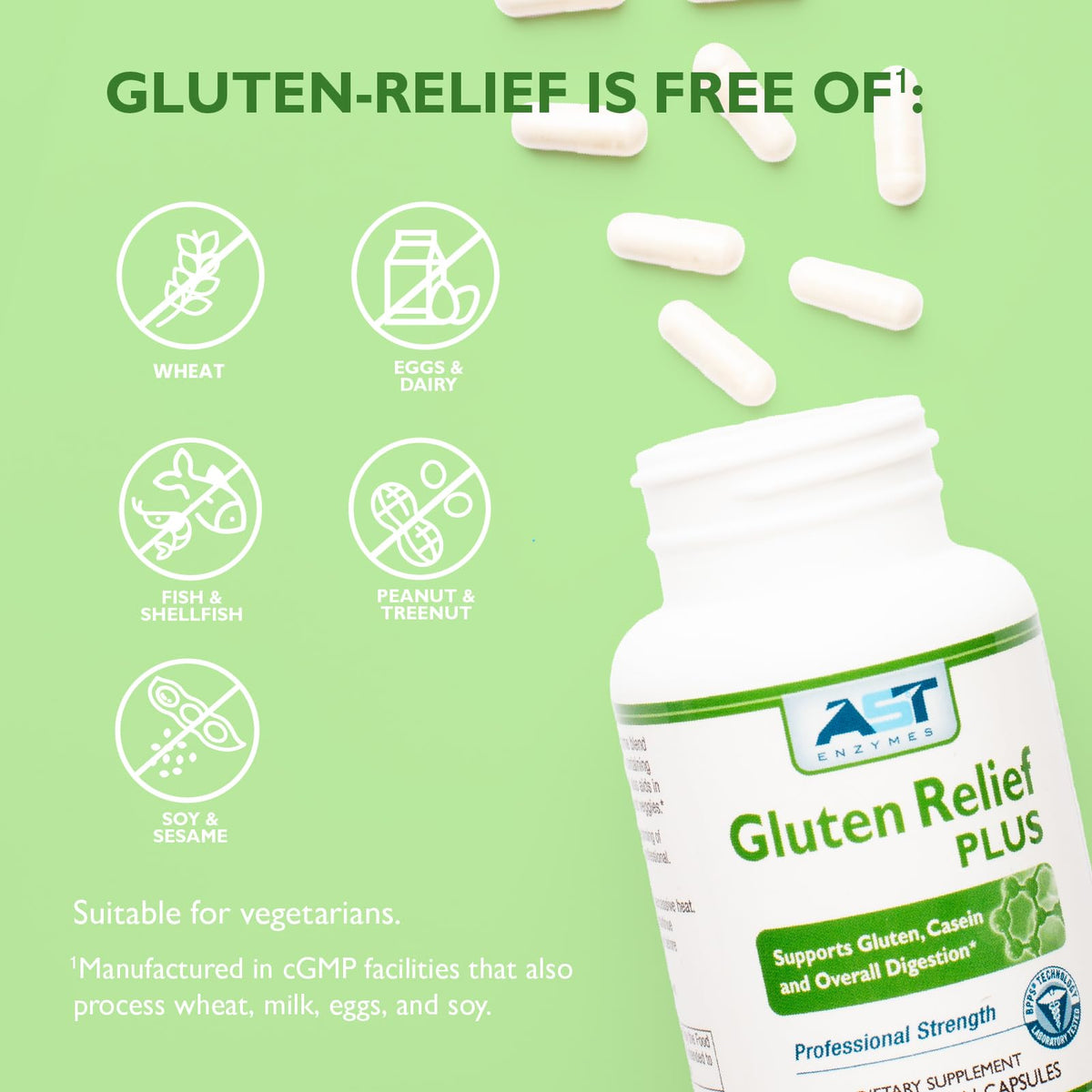 AST Enzymes Gluten Relief Plus Digestive Enzyme - 90 Vegetarian Capsules - image 7