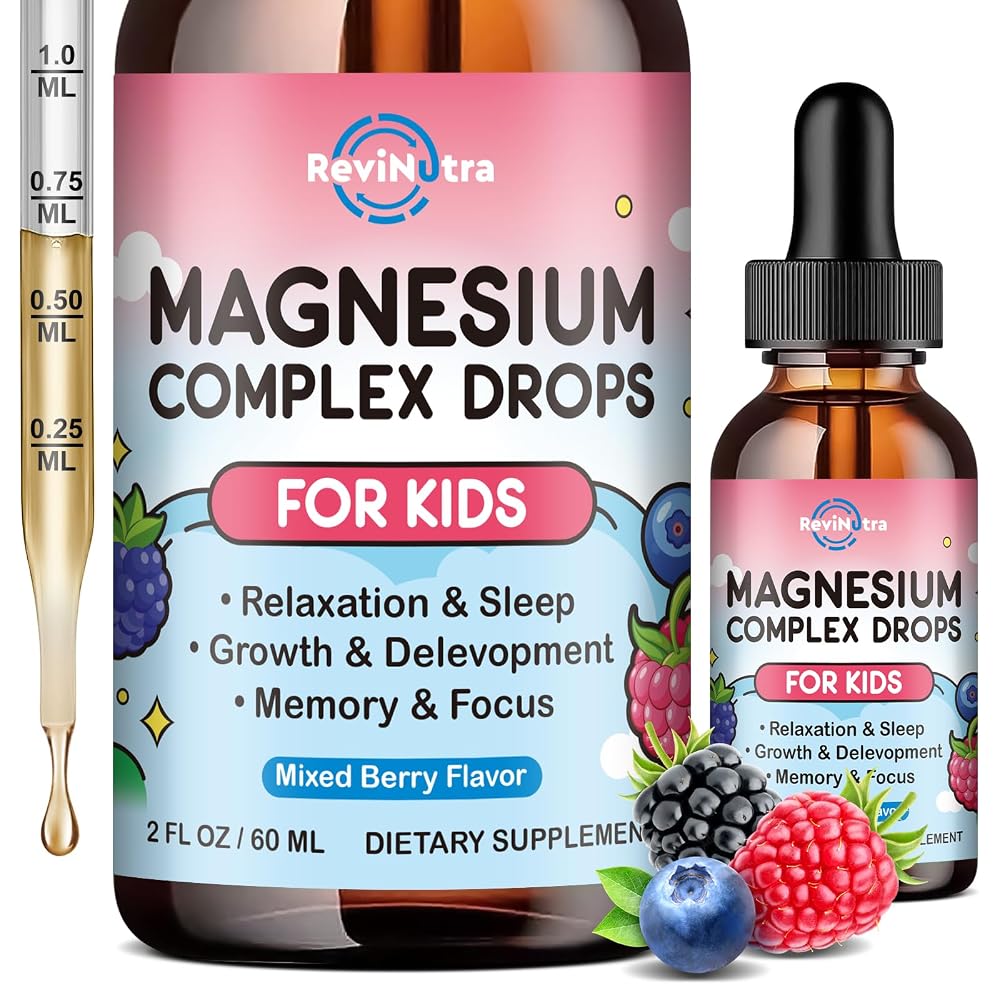 ReviNutra Kids Magnesium Glycinate Liquid Drops, Magnesium for Kids