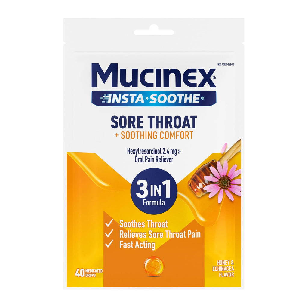Mucinex InstaSoothe Sore Throat Honey & Echinacea Drops - 40 Count