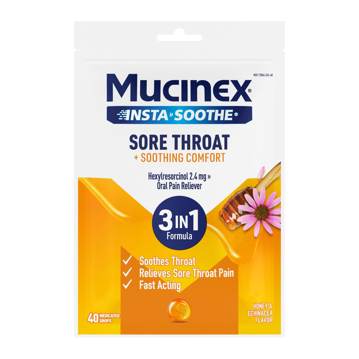Mucinex InstaSoothe Sore Throat Honey & Echinacea Drops - 40 Count