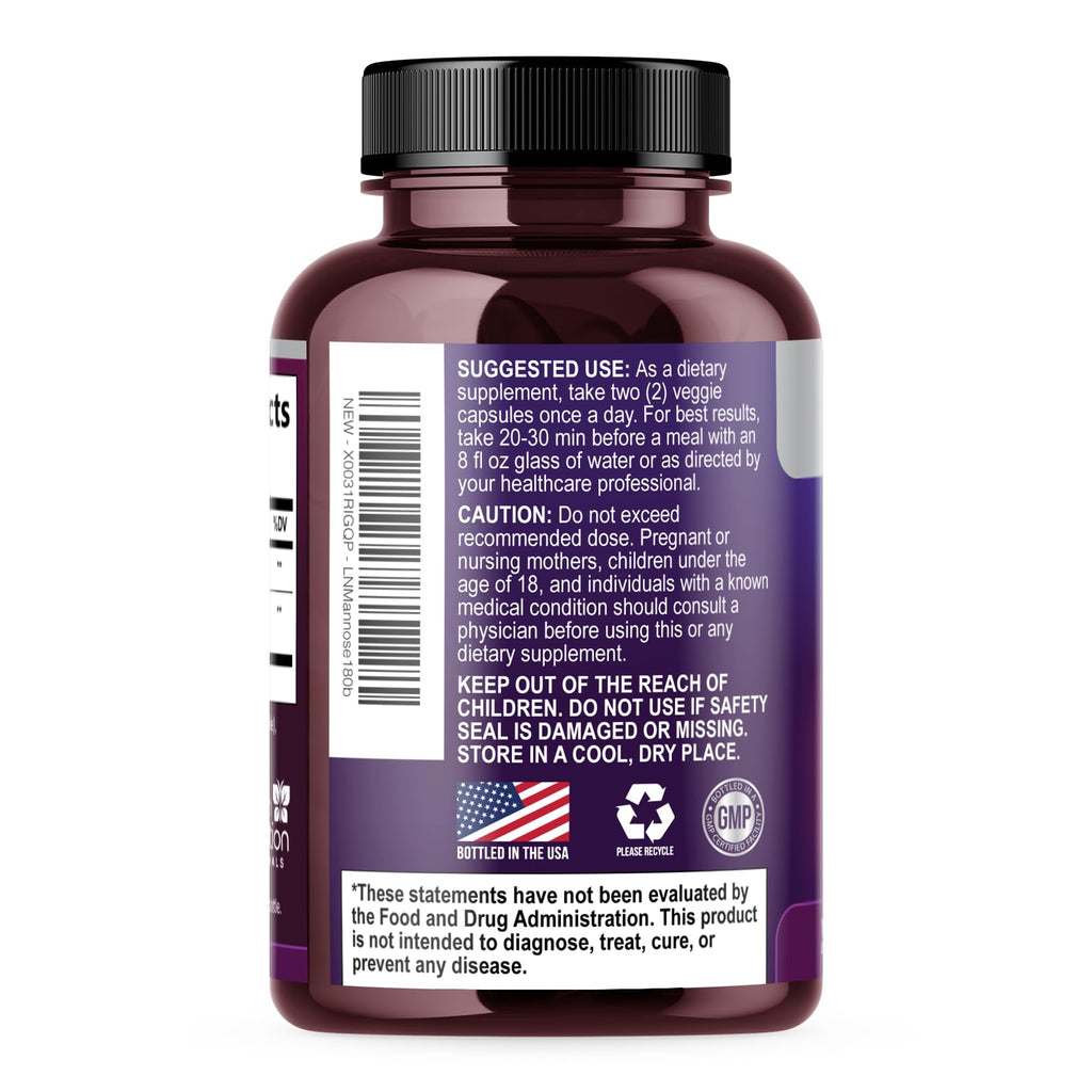 Health Nutrition Naturals D-Mannose 1300mg - Fast-Acting Organic D