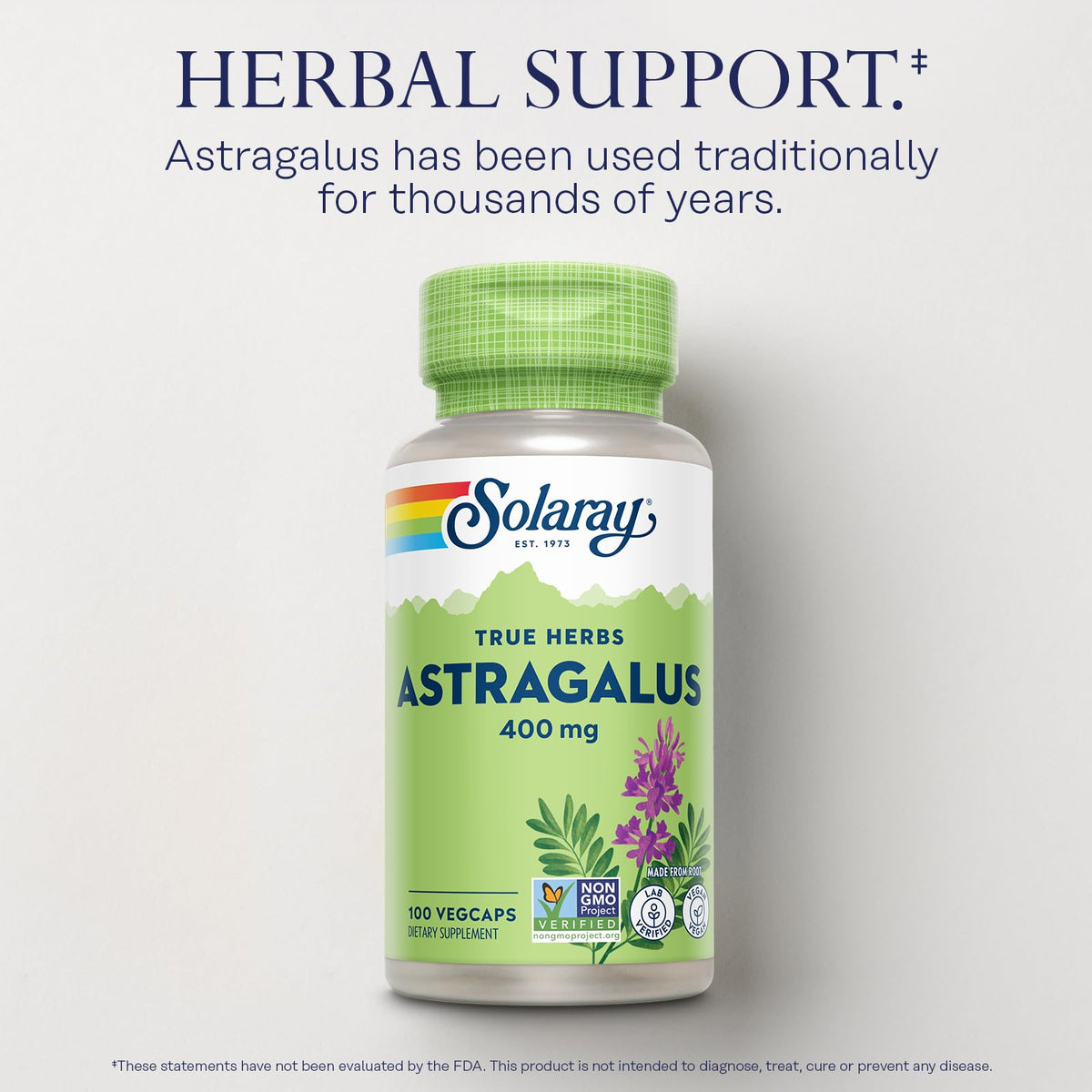 SOLARAY Astragalus Root 400mg Herbal Support - 100 Vegetarian Capsules - image 3