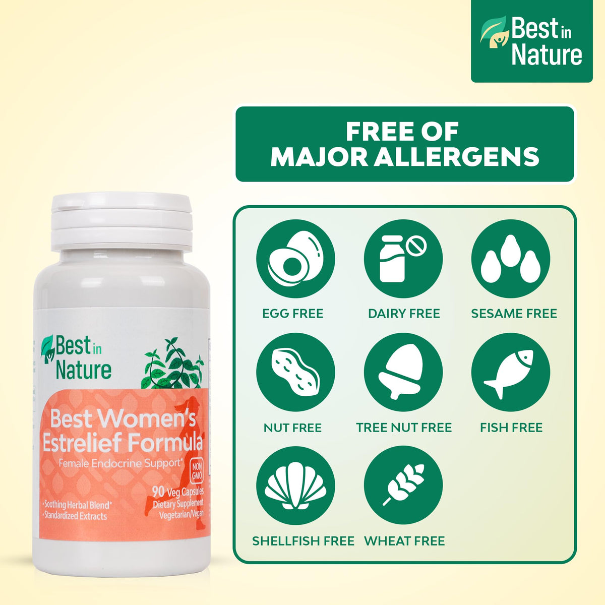 Best in Nature Estrelief Formula Menopause Supplement - 90 Vegetarian Capsules - image 6