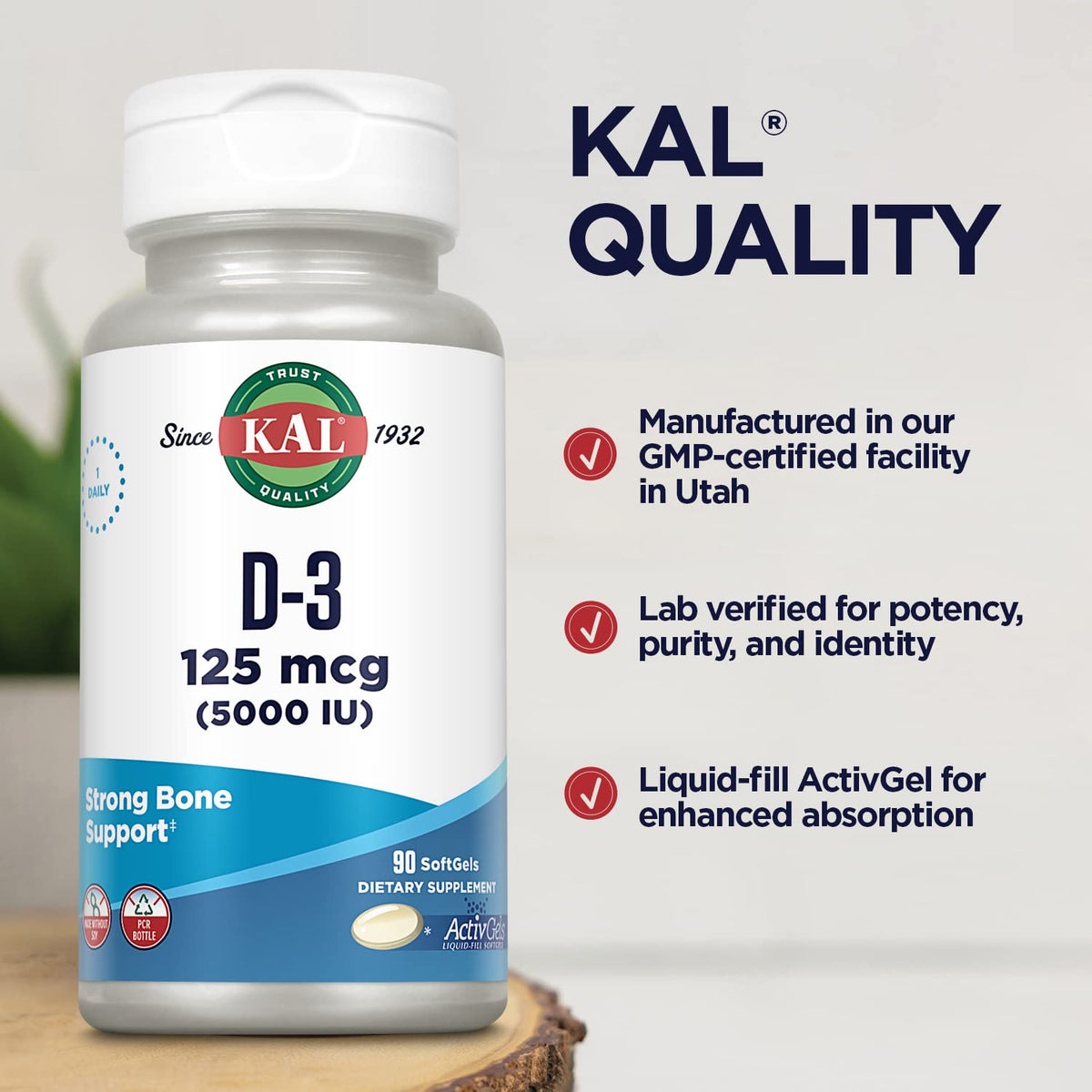KAL Vitamin D3 5000 IU Immune Support - 90 Softgels - image 5